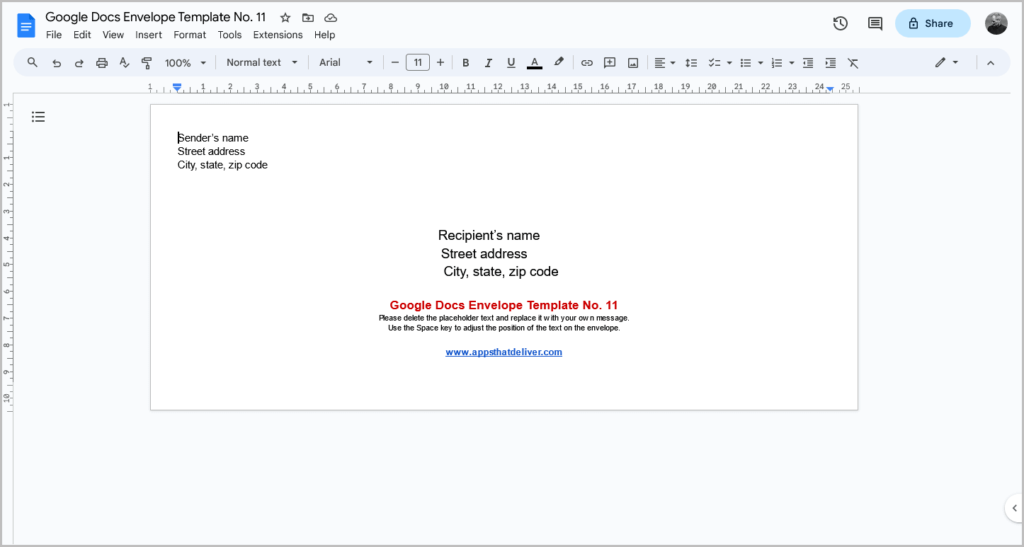 google-docs-envelope-template-all-sizes