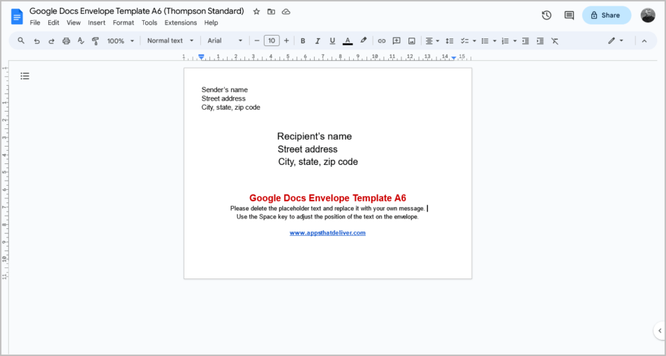 Google Docs Envelope Template All Sizes Google Docs Envelope Template All Sizes