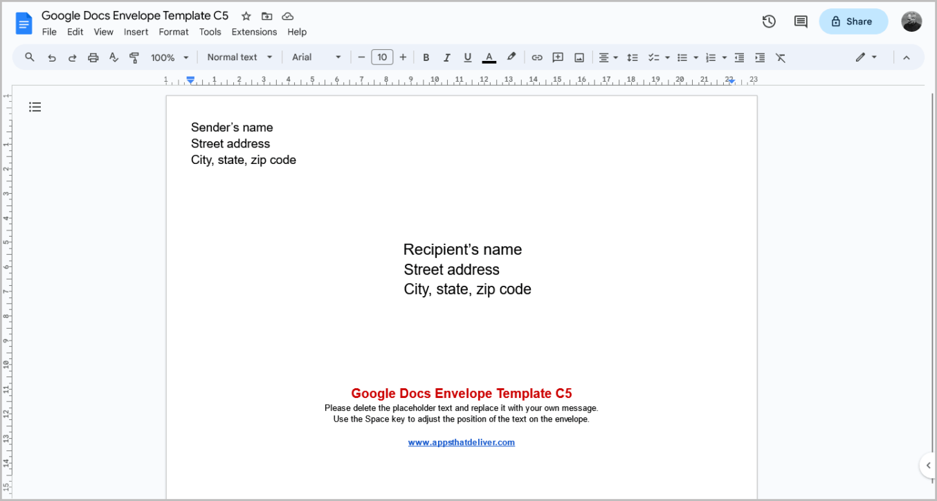 Google Docs Envelope Template All Sizes Google Docs Envelope Template All Sizes