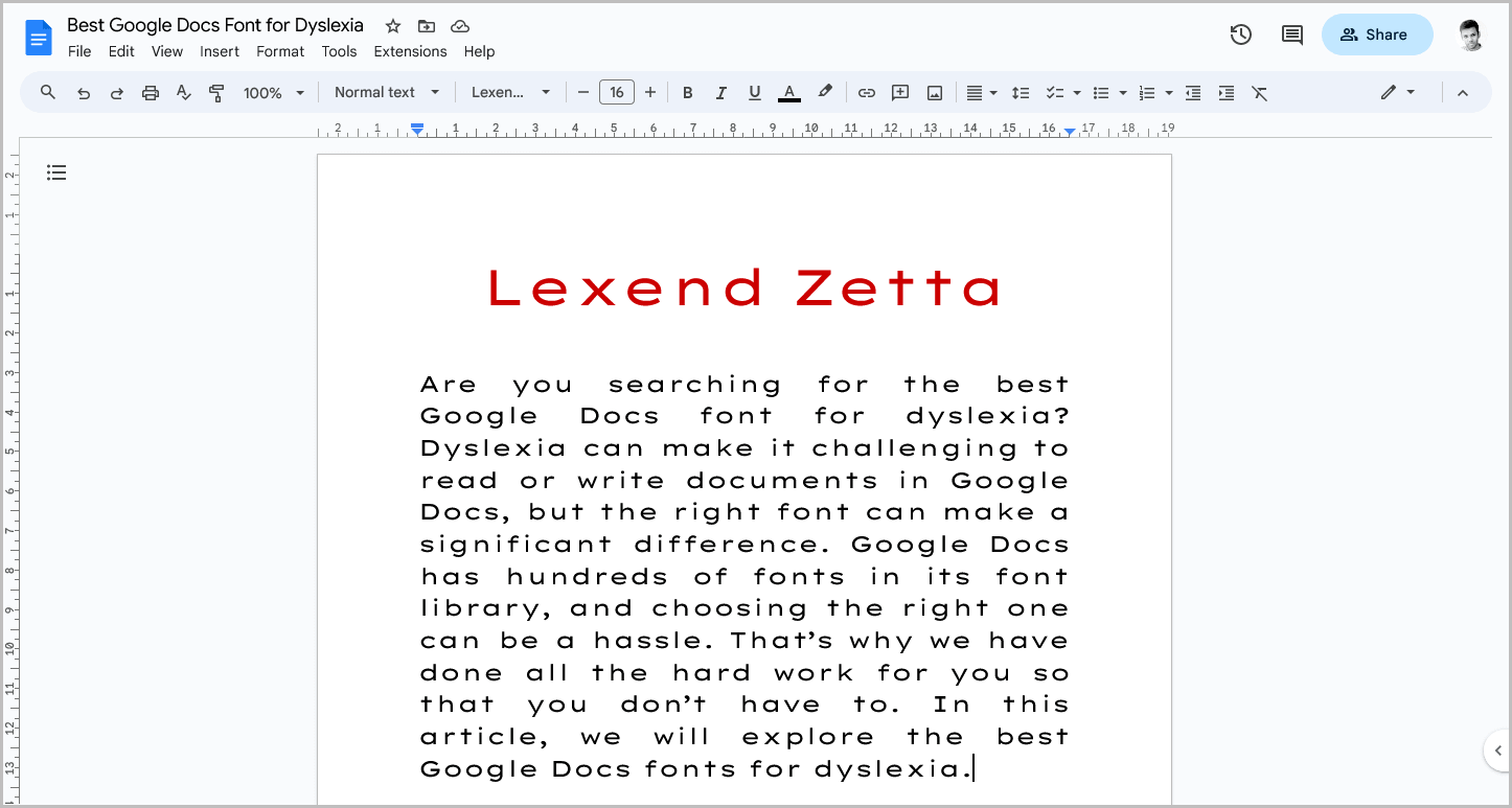 Best Google Docs Font for Dyslexia