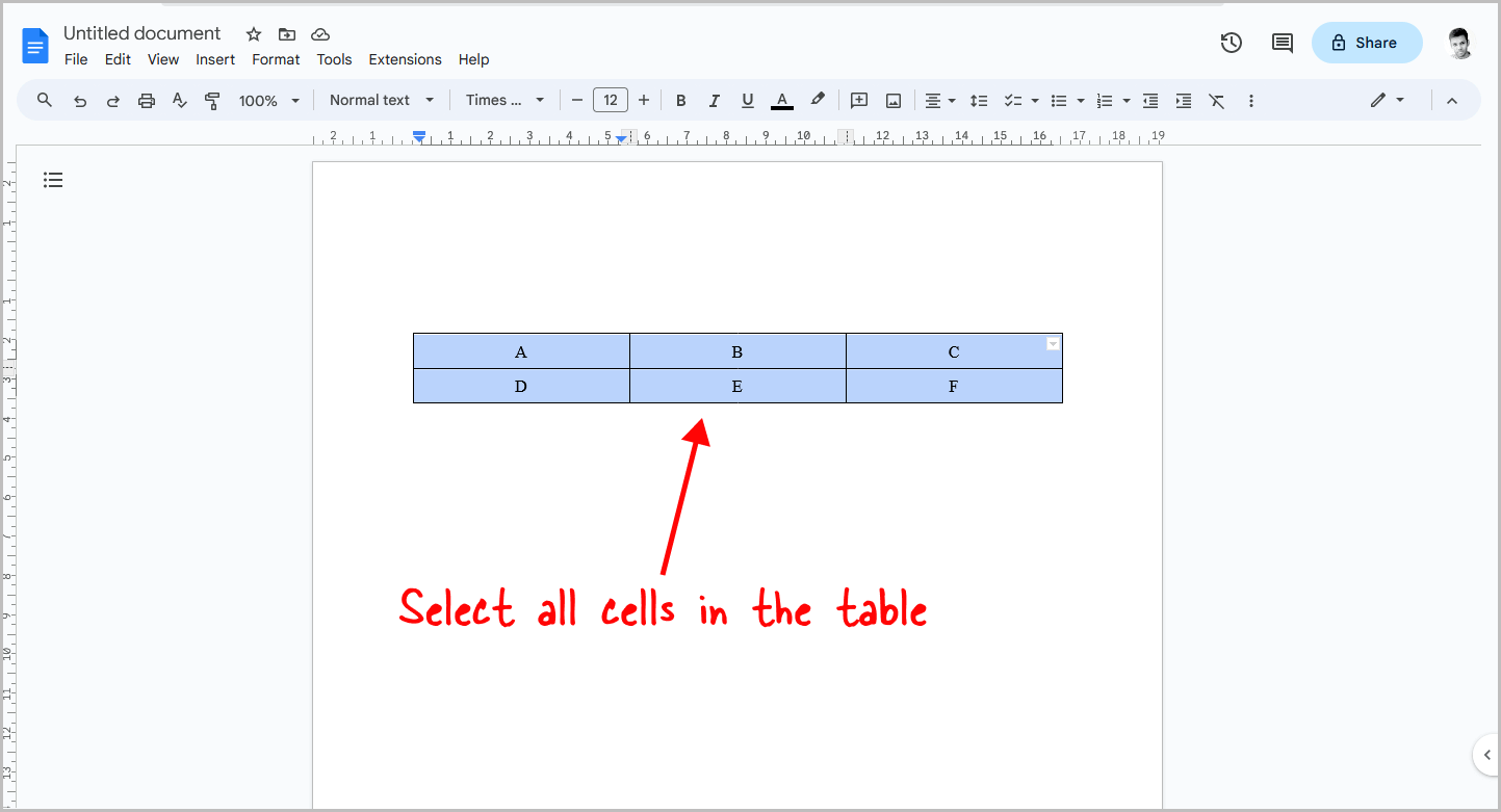 Google Docs Table Border Bottom Only