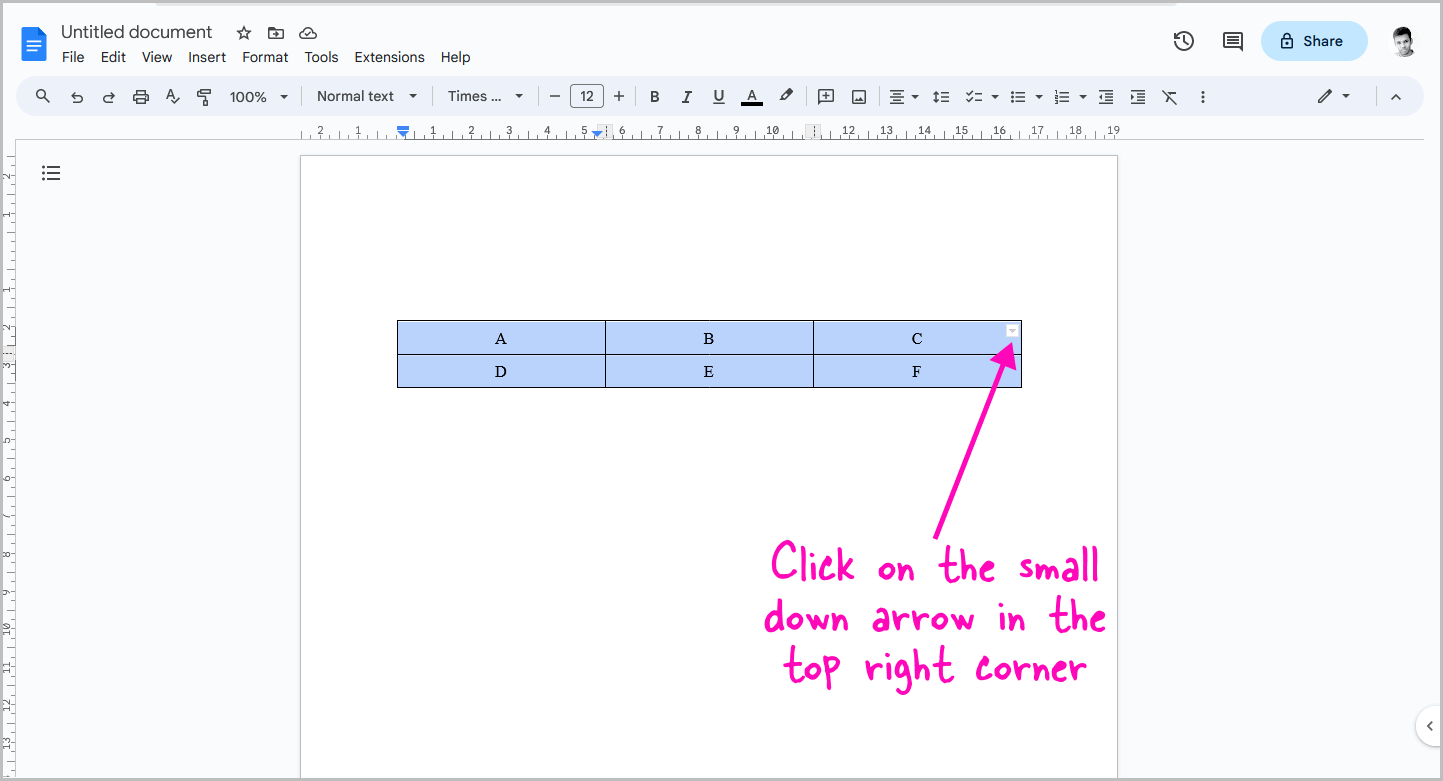 Google Docs Table Border Bottom Only