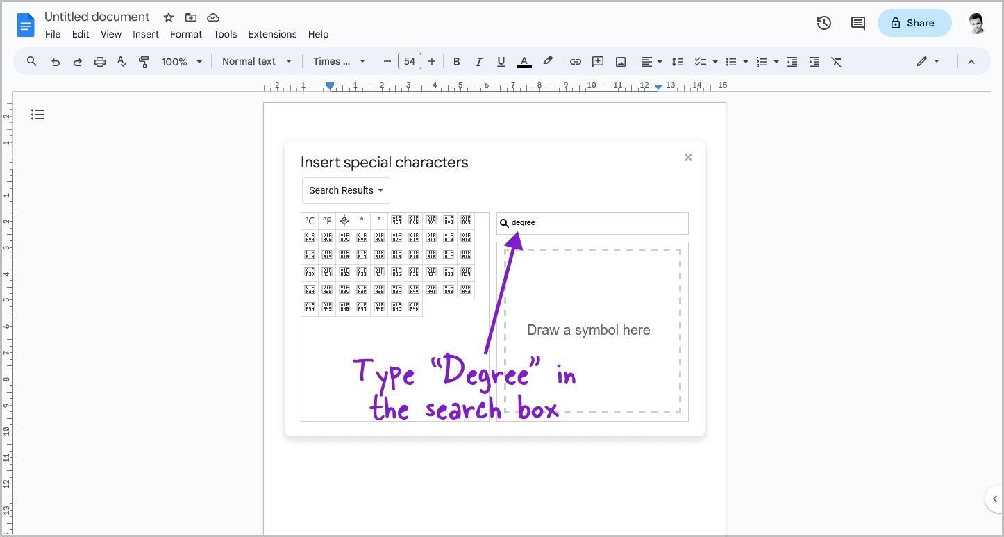 How to Add Degree Symbol in Google Docs