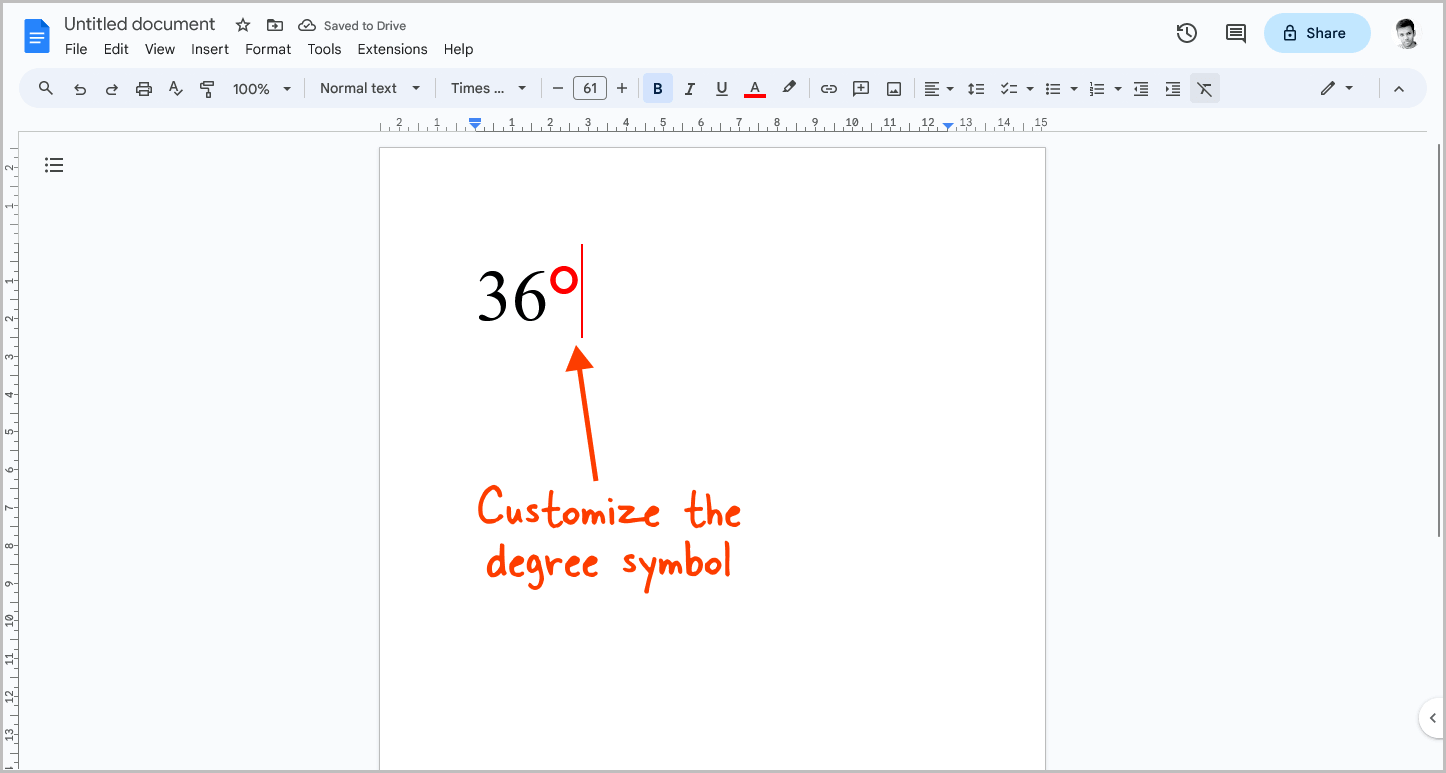 How to Add Degree Symbol in Google Docs