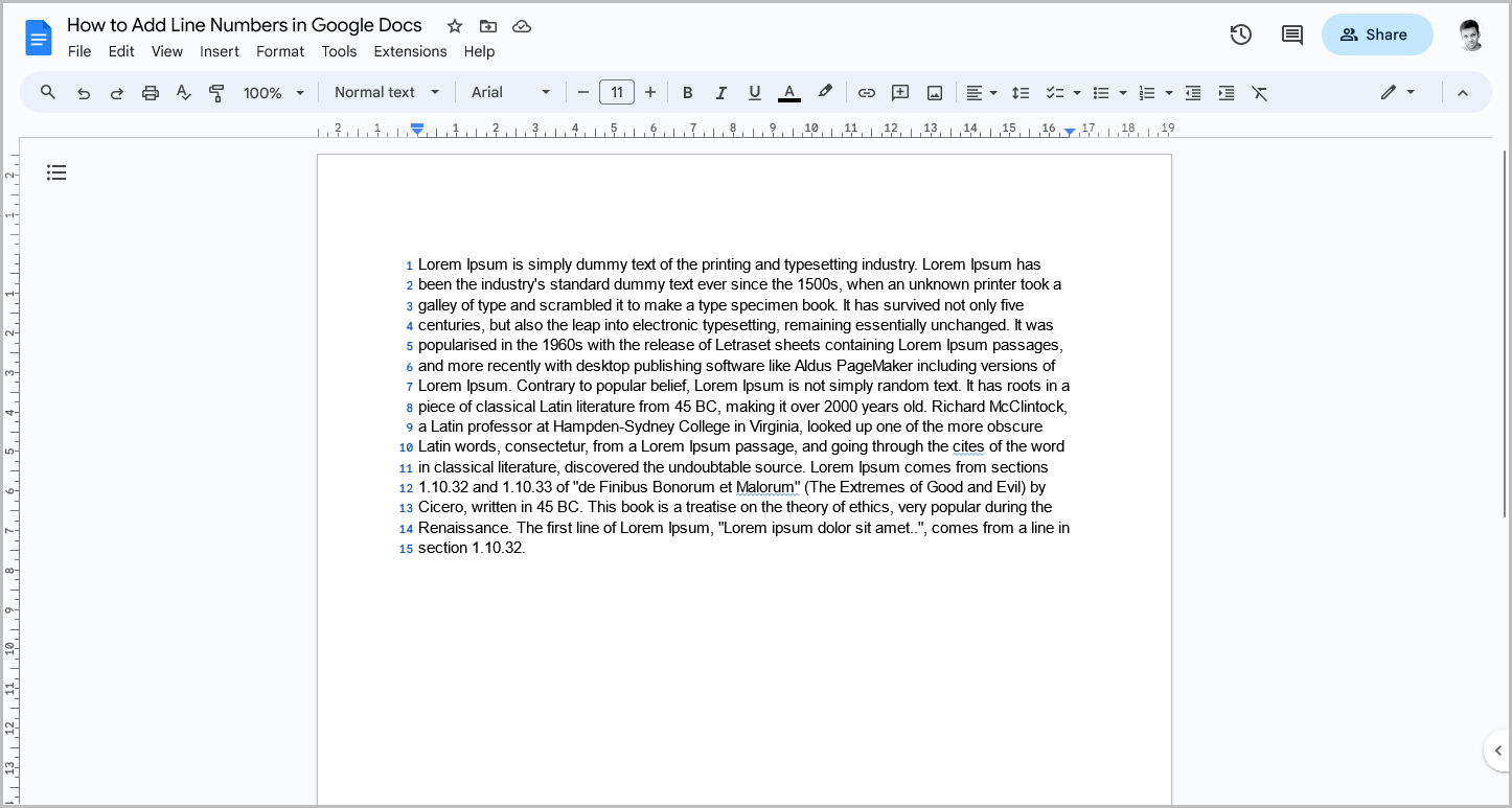 How to Add Line Numbers in Google Docs