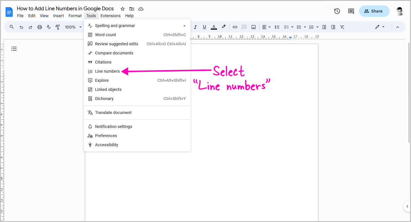 How to Add Line Numbers in Google Docs