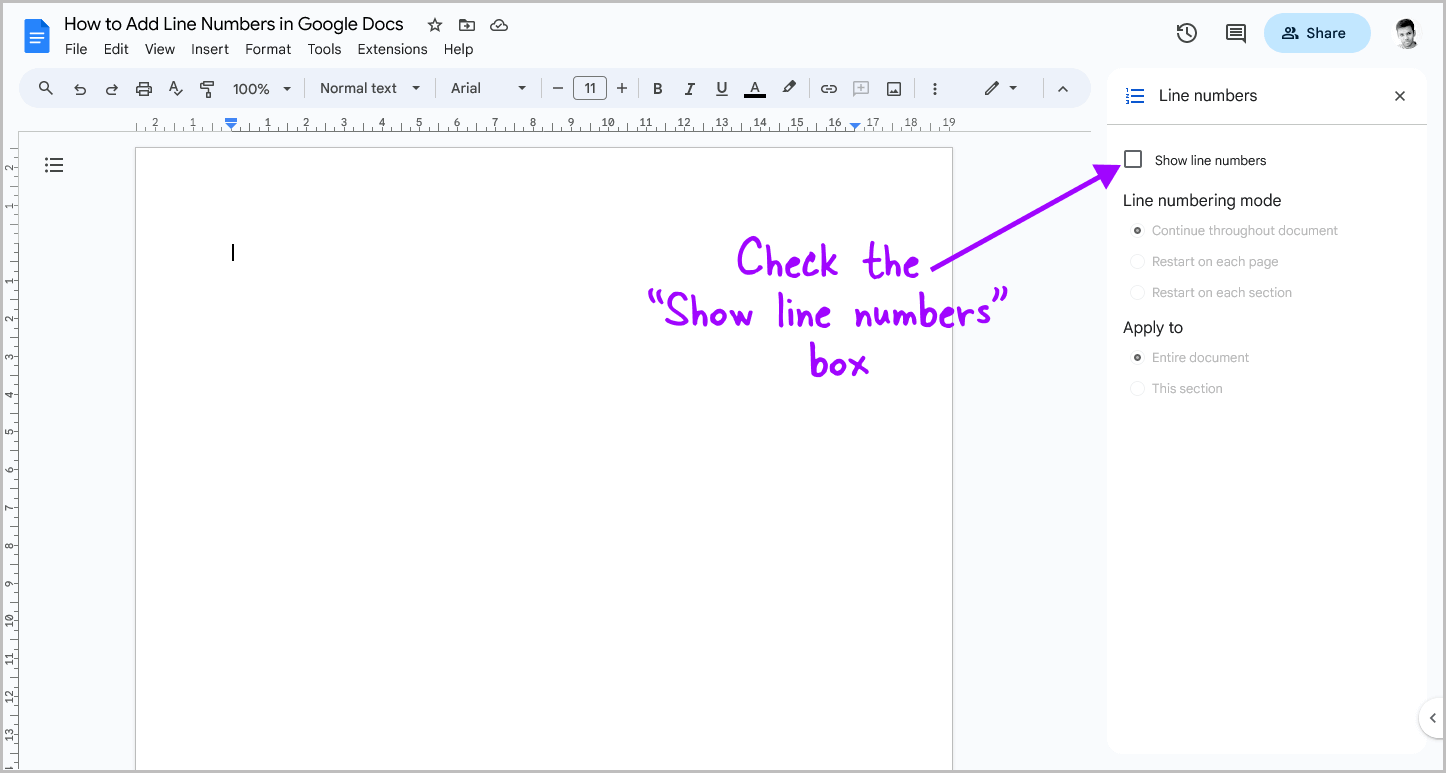 How to Add Line Numbers in Google Docs