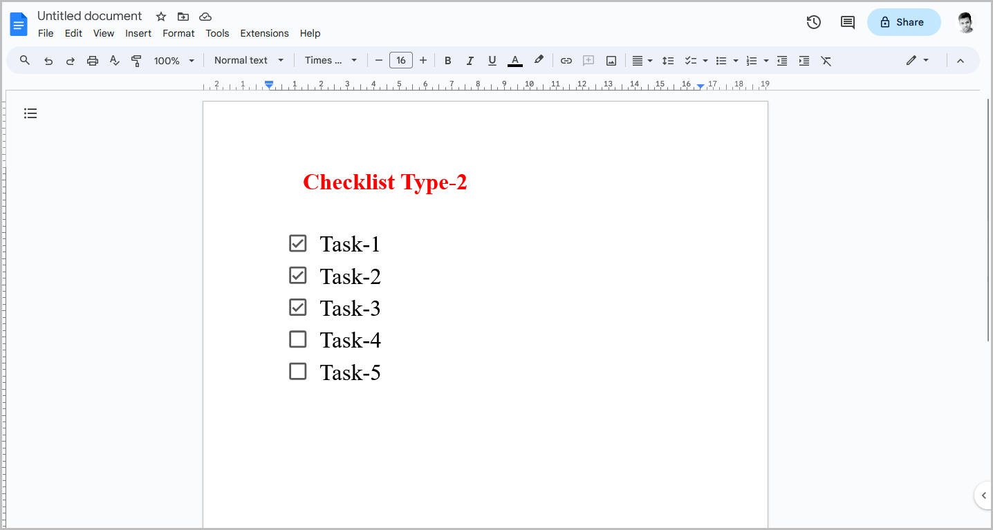 How to Insert Checkbox in Google Docs