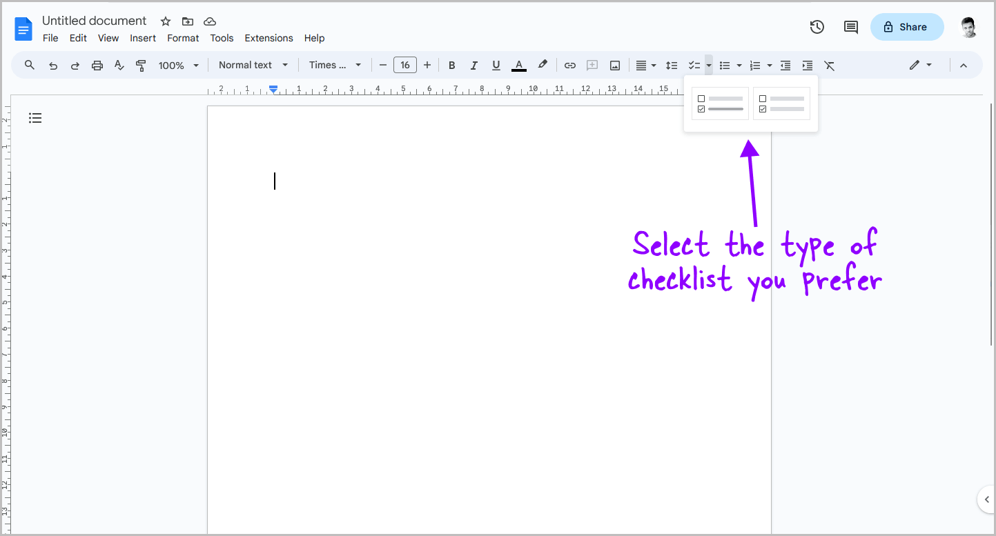 How to Insert Checkbox in Google Docs