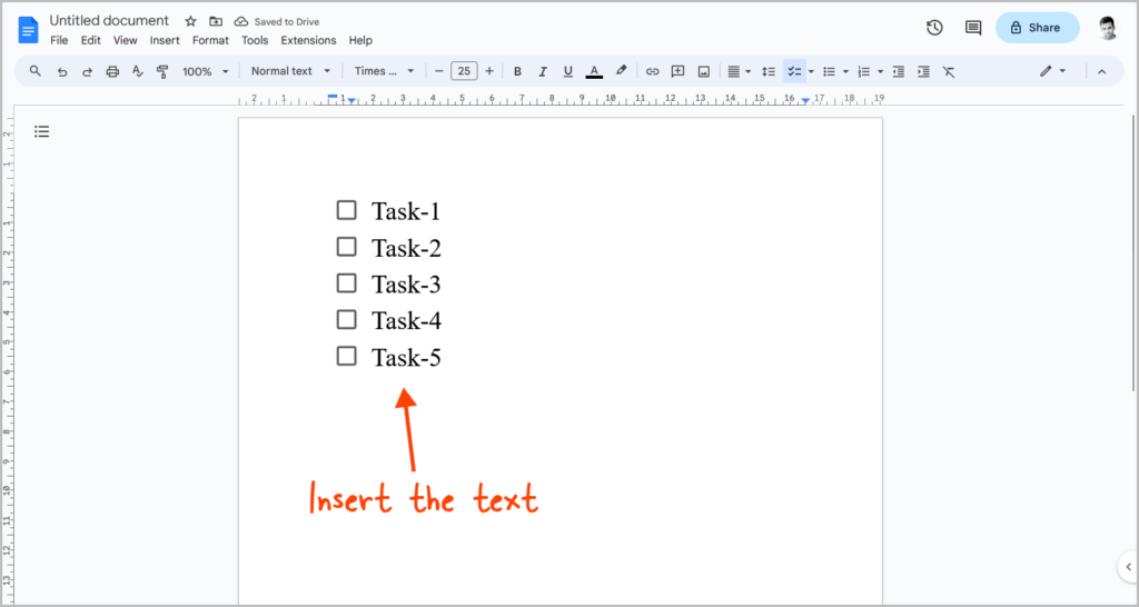 How to Insert Checkbox in Google Docs