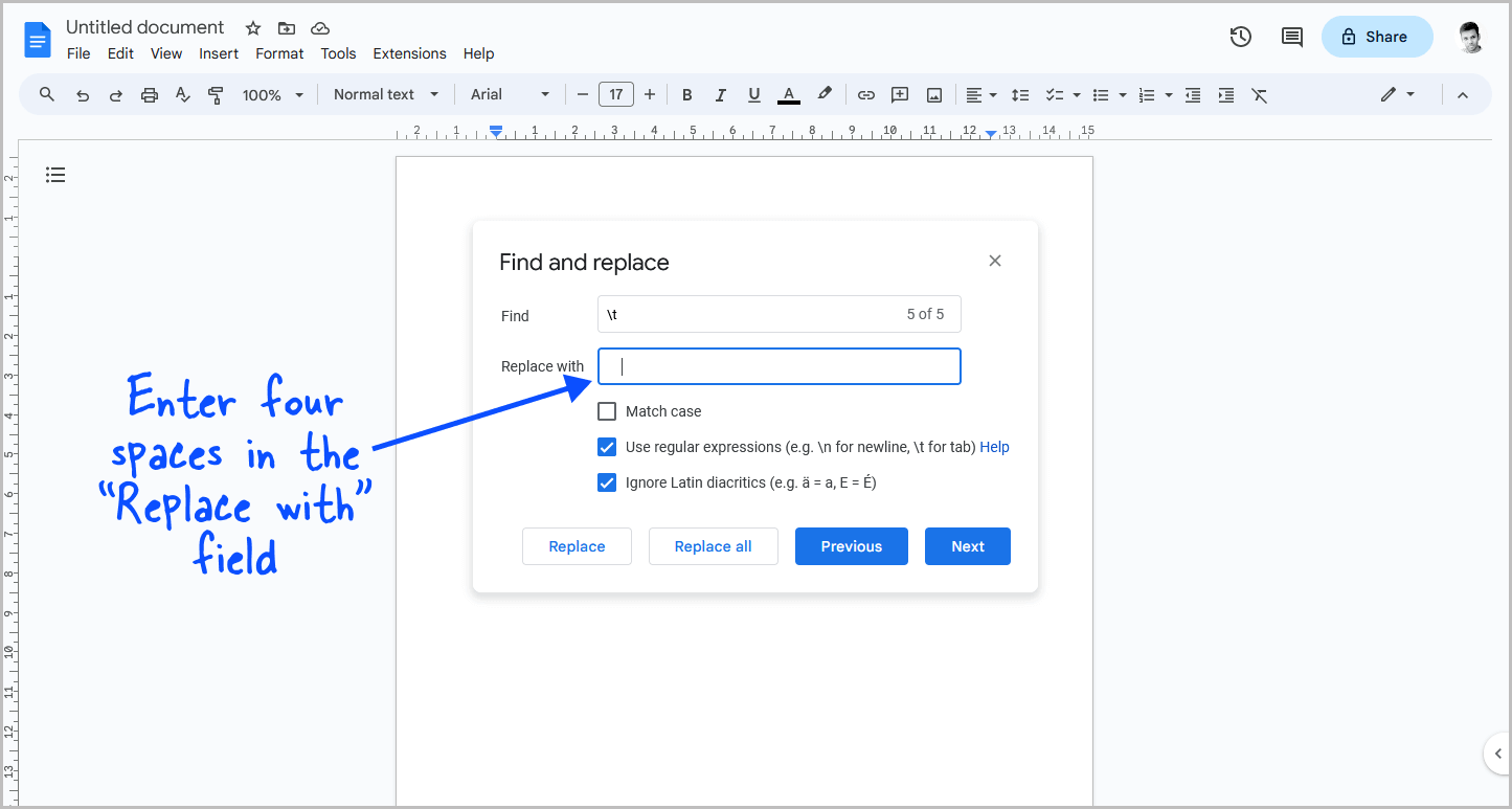 How to Make Tab 4 Spaces in Google Docs