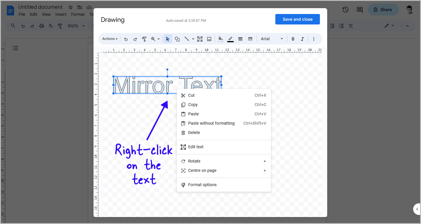 How to Mirror Text in Google Docs