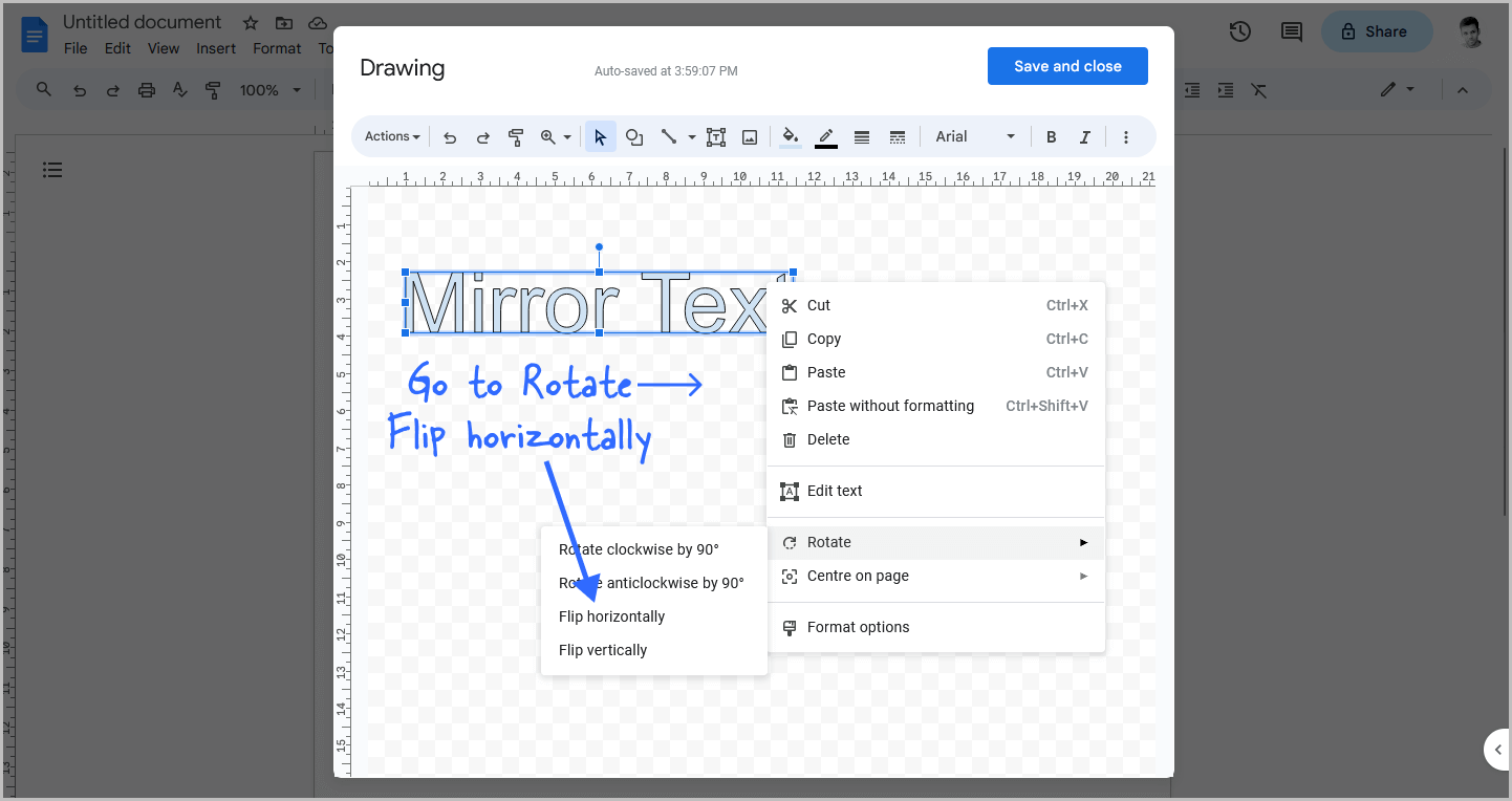 How to Mirror Text in Google Docs