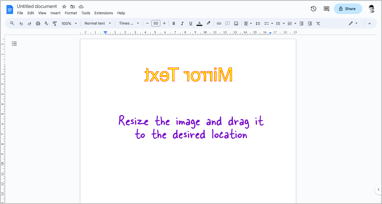 How to Mirror Text in Google Docs