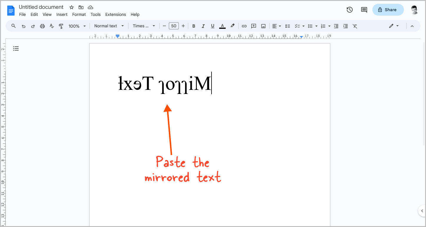 How to Mirror Text in Google Docs