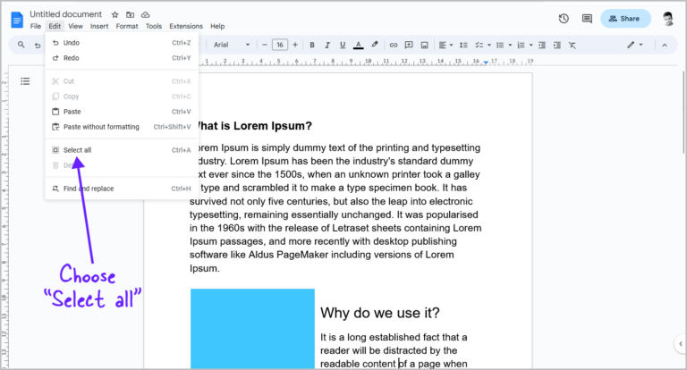 How to Select All in Google Docs [3 Easy Steps]