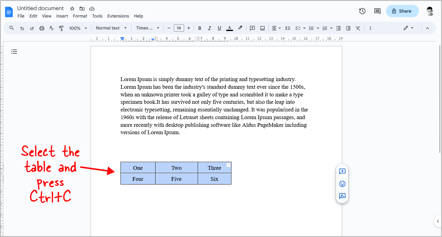 How to Wrap Text Around a Table in Google Docs