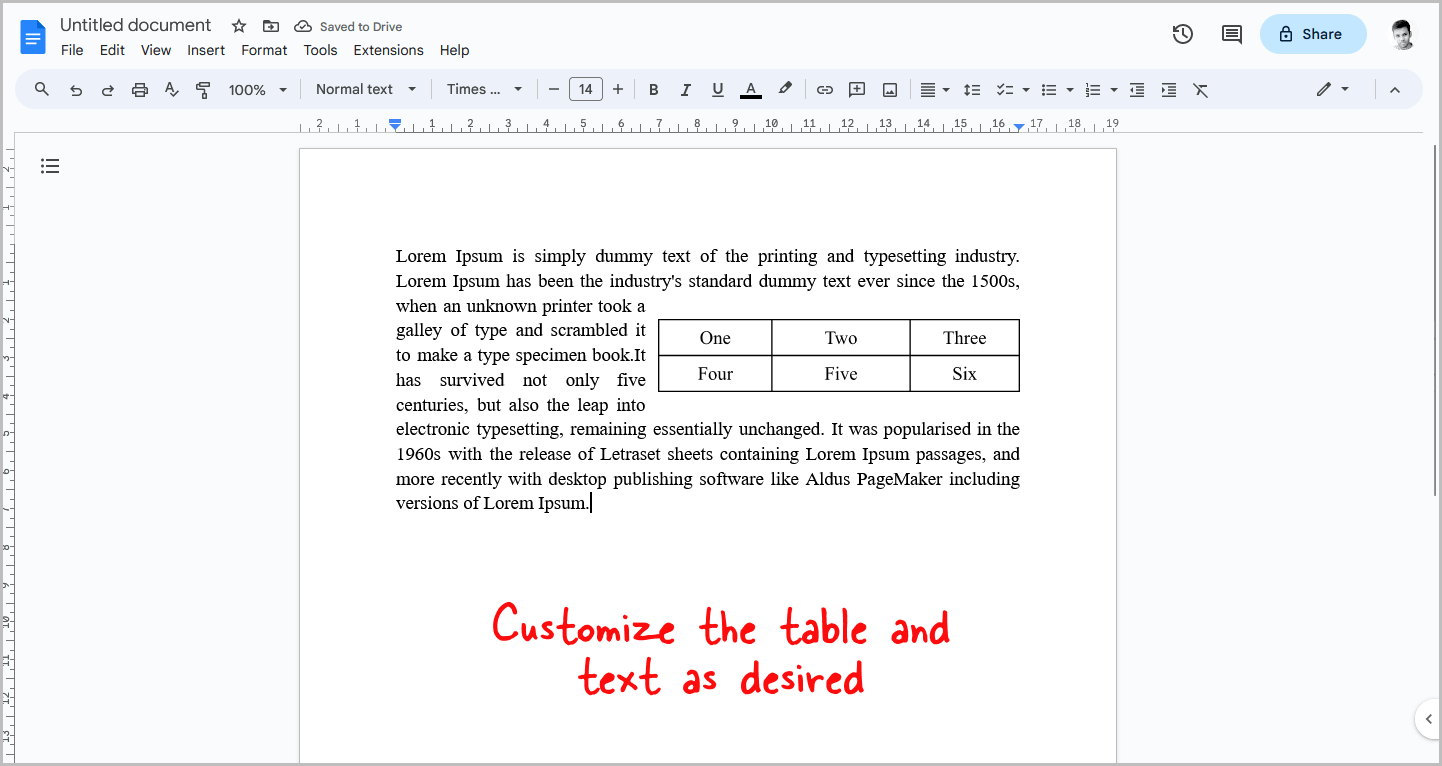 How to Wrap Text Around a Table in Google Docs