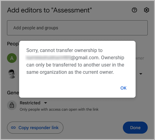 Transfer Ownership of Google Form