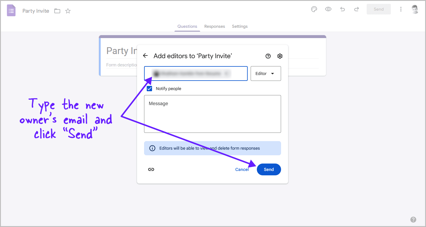 Transfer Ownership of Google Form