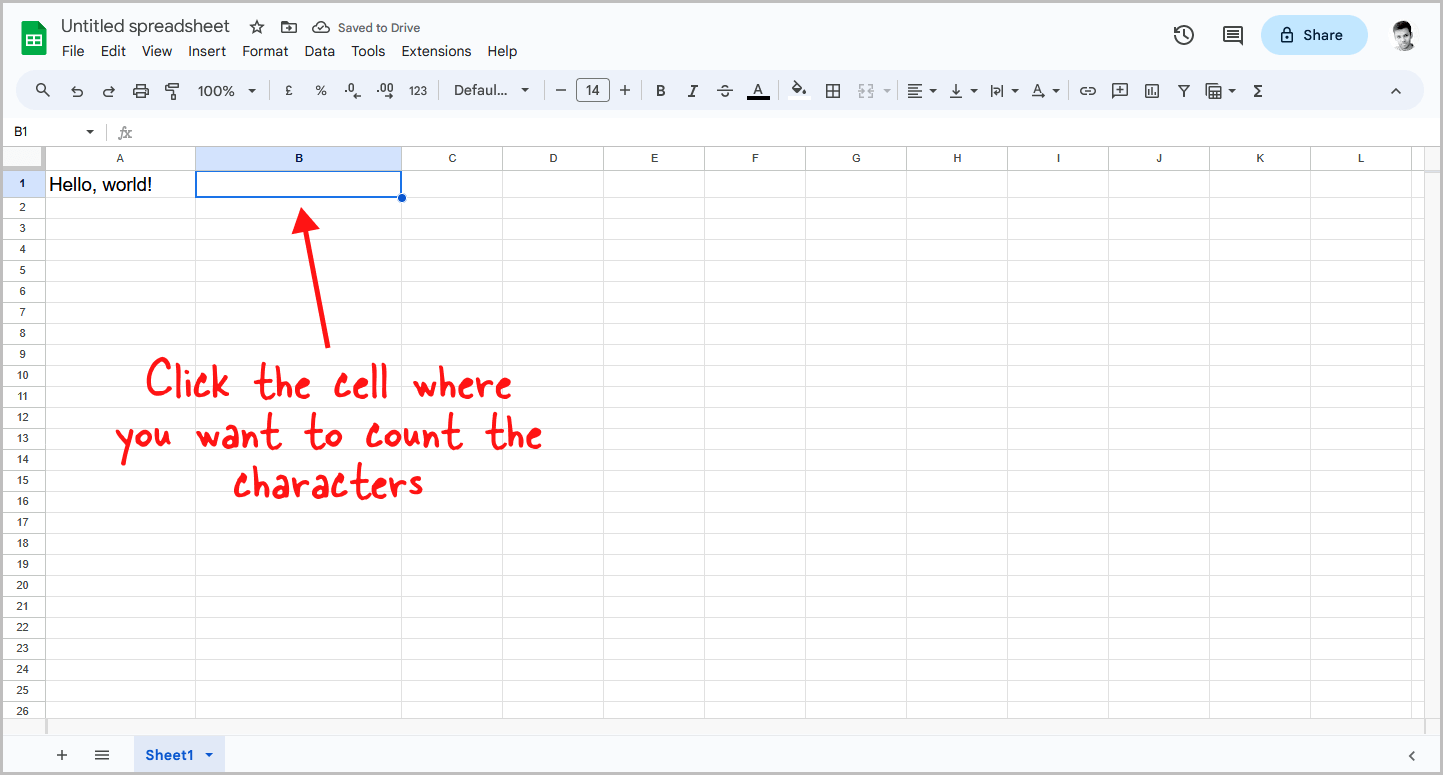 Character Count in Google Sheets Without Spaces