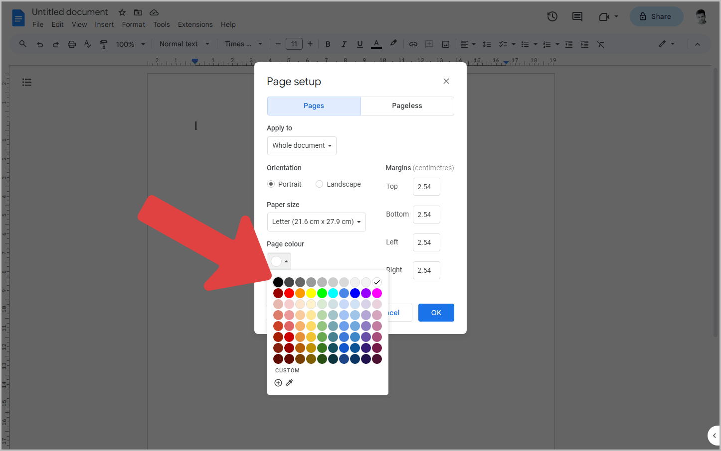 Google Docs Black Background