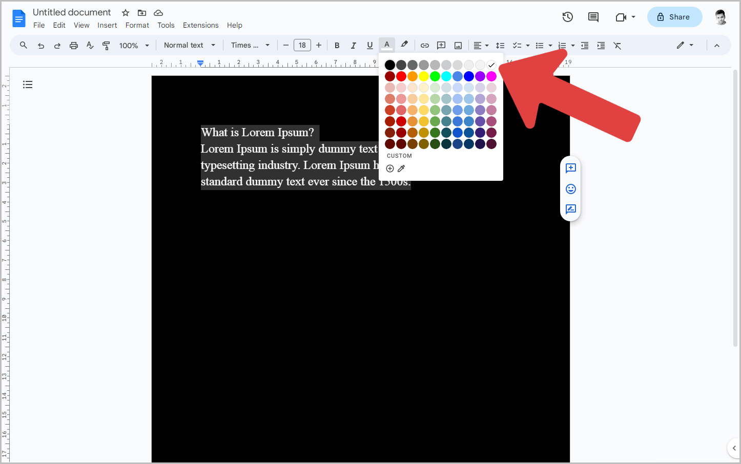 Google Docs Black Background