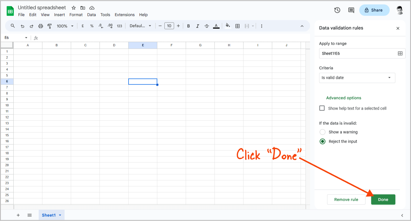 Google Sheets Date Picker