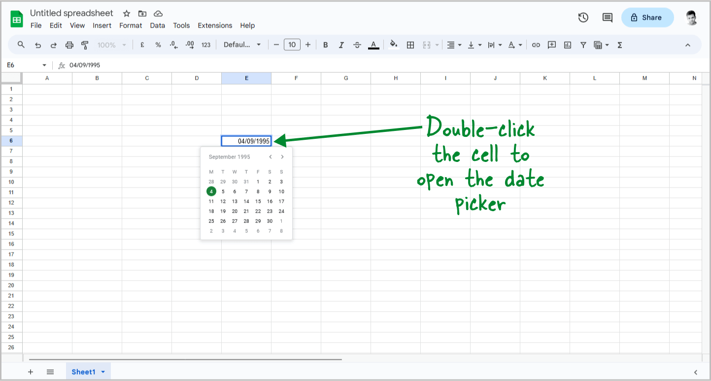 Google Sheets Date Picker