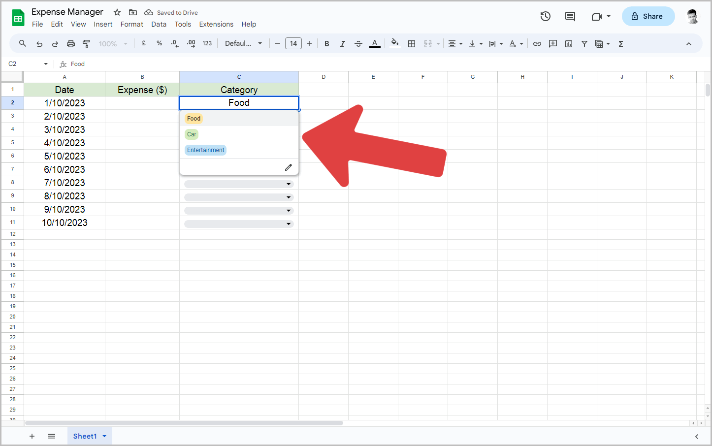 How to Add Categories in Google Sheets