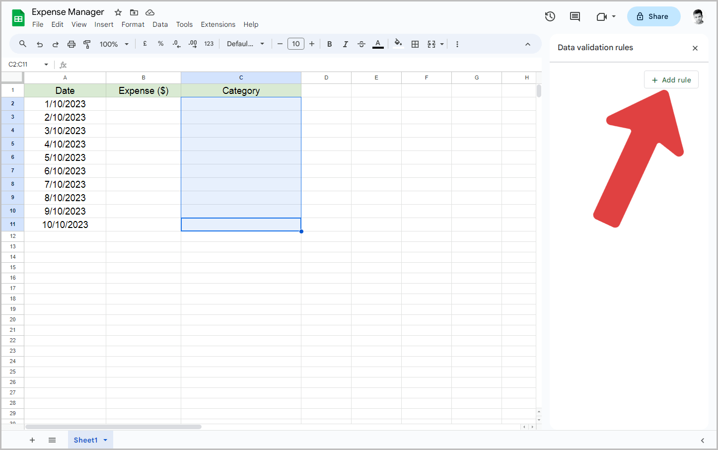 How to Add Categories in Google Sheets