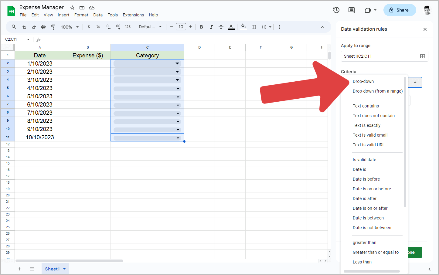 How to Add Categories in Google Sheets