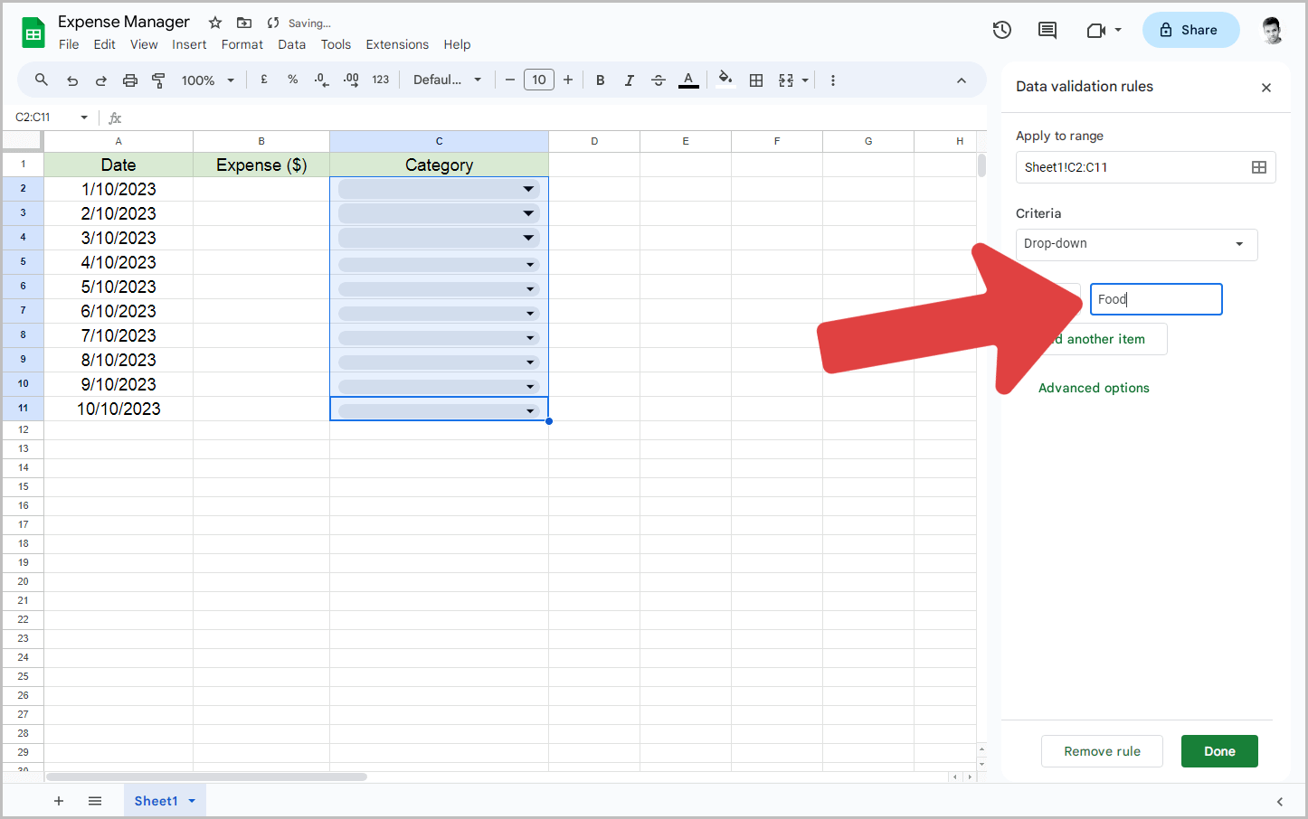 How to Add Categories in Google Sheets