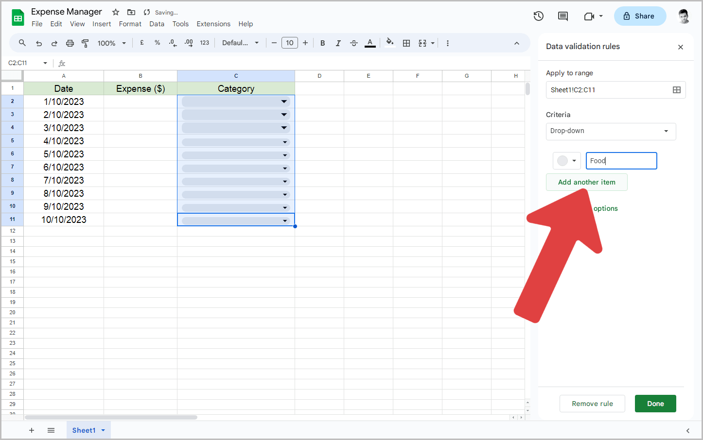 How to Add Categories in Google Sheets