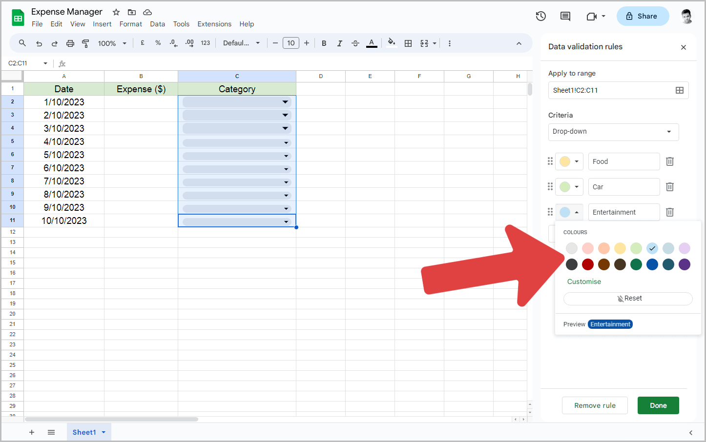 How to Add Categories in Google Sheets