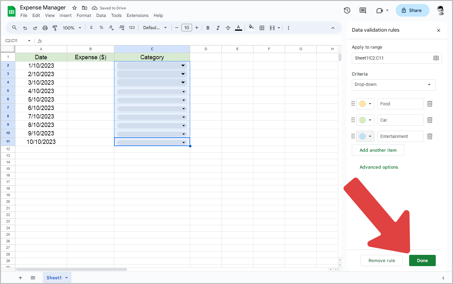 How to Add Categories in Google Sheets