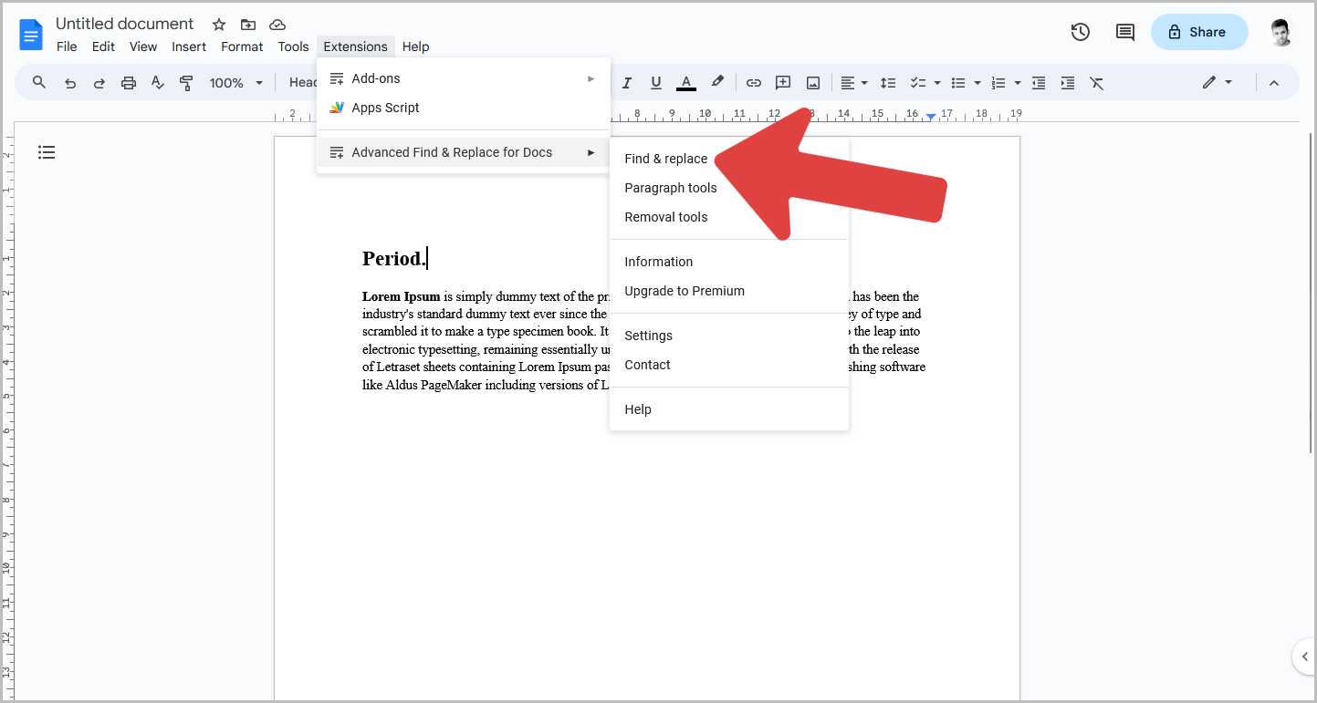 How to Make All Periods Bigger in Google Docs