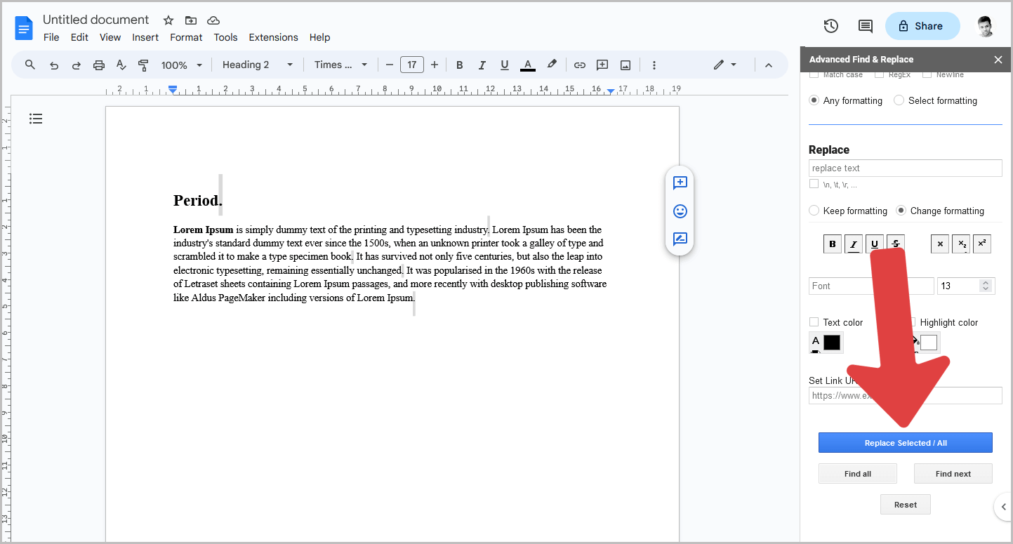 How to Make All Periods Bigger in Google Docs