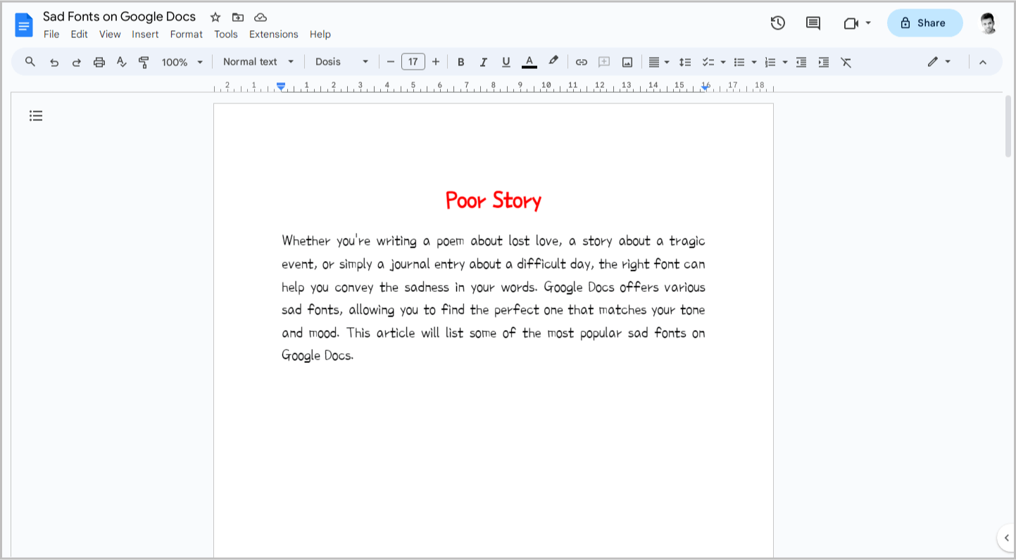 Sad Fonts on Google Docs