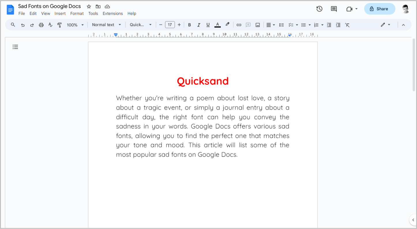 Sad Fonts on Google Docs