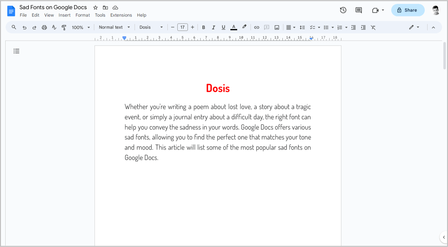 Sad Fonts on Google Docs