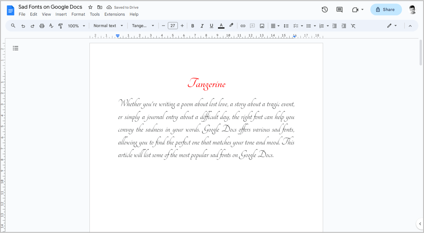 Sad Fonts on Google Docs