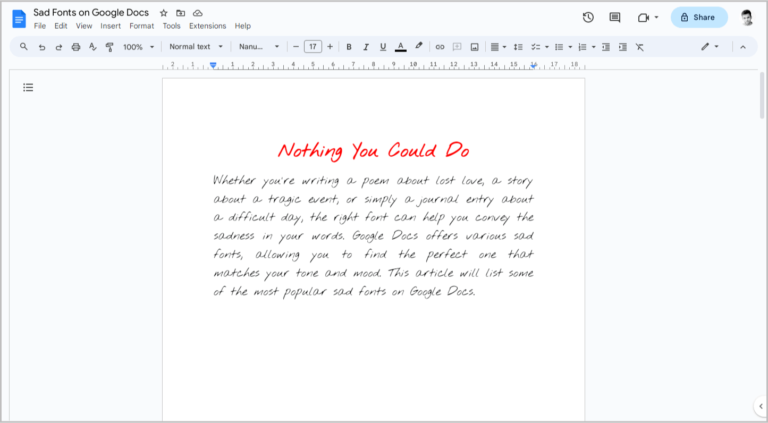 Sad Fonts on Google Docs [HAND-PICKED]