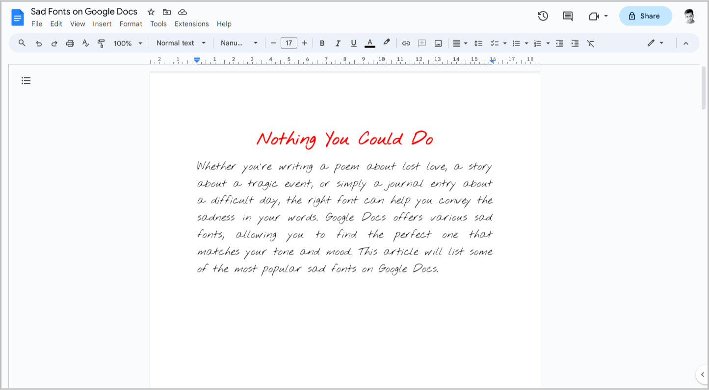 Sad Fonts on Google Docs