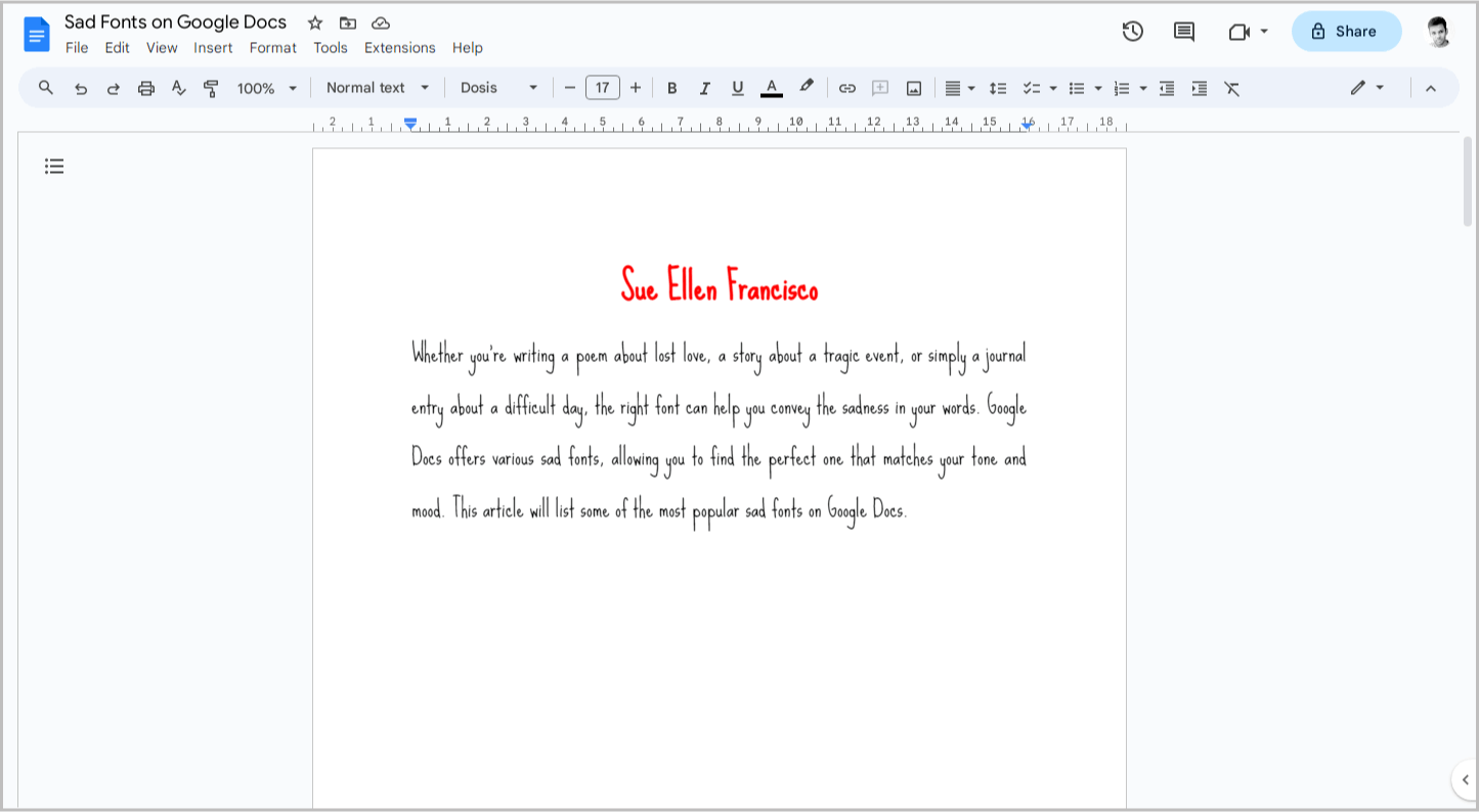 Sad Fonts on Google Docs