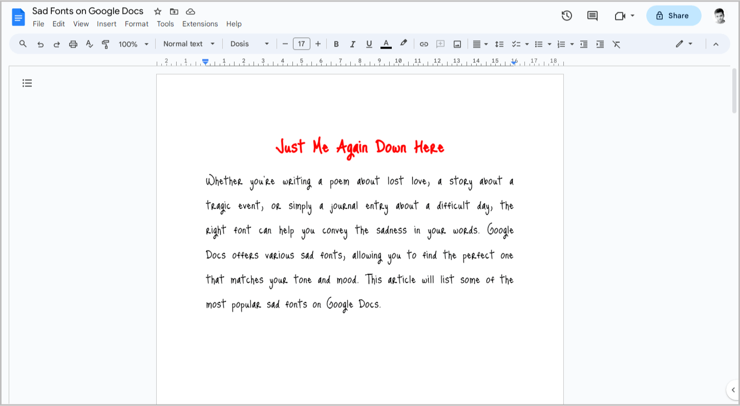 Sad Fonts on Google Docs