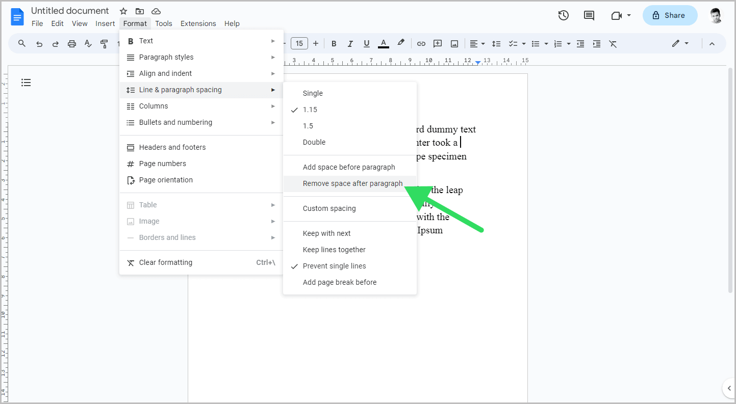 Google Docs Remove Space After Paragraph