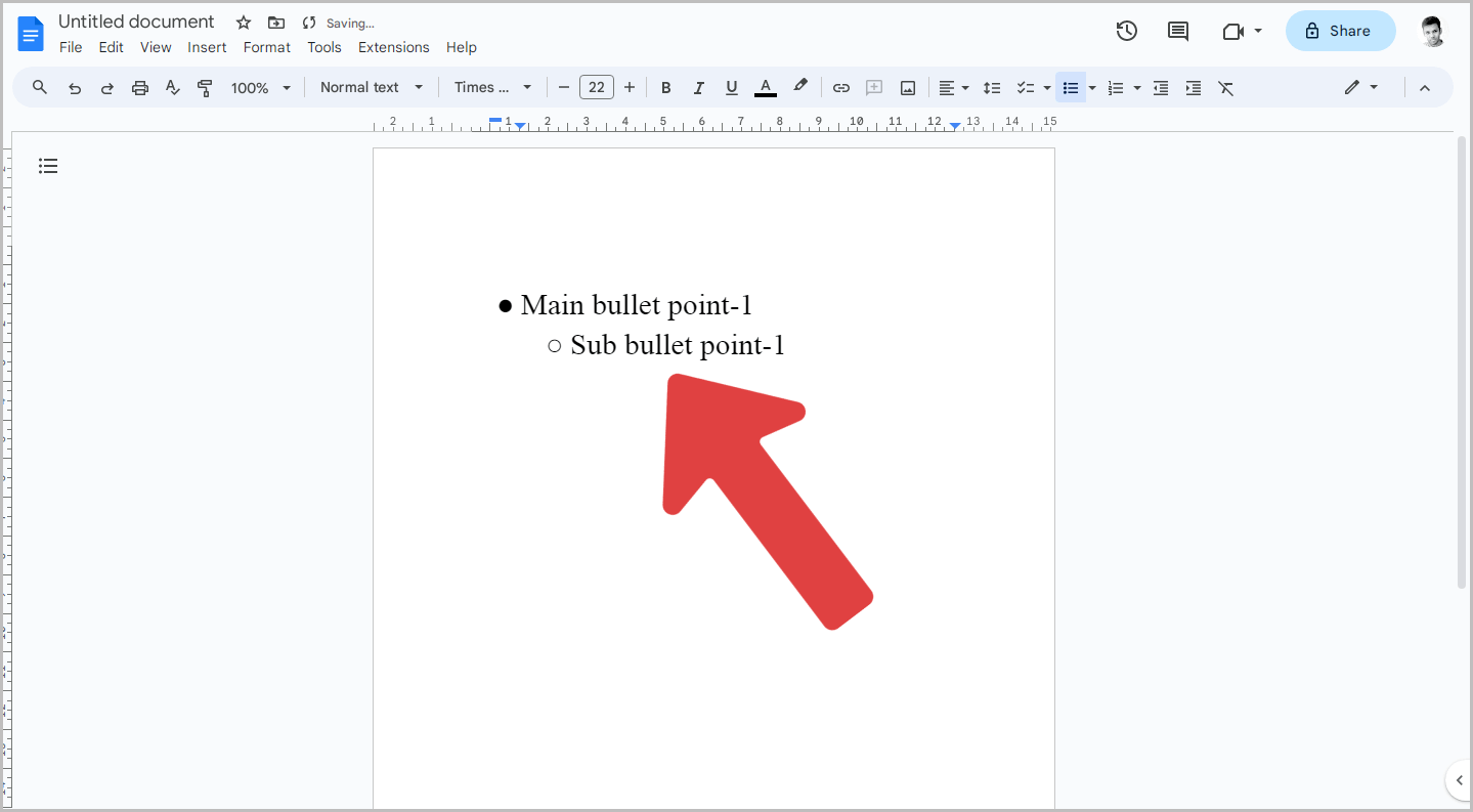 How to Add Sub Bullets in Google Docs