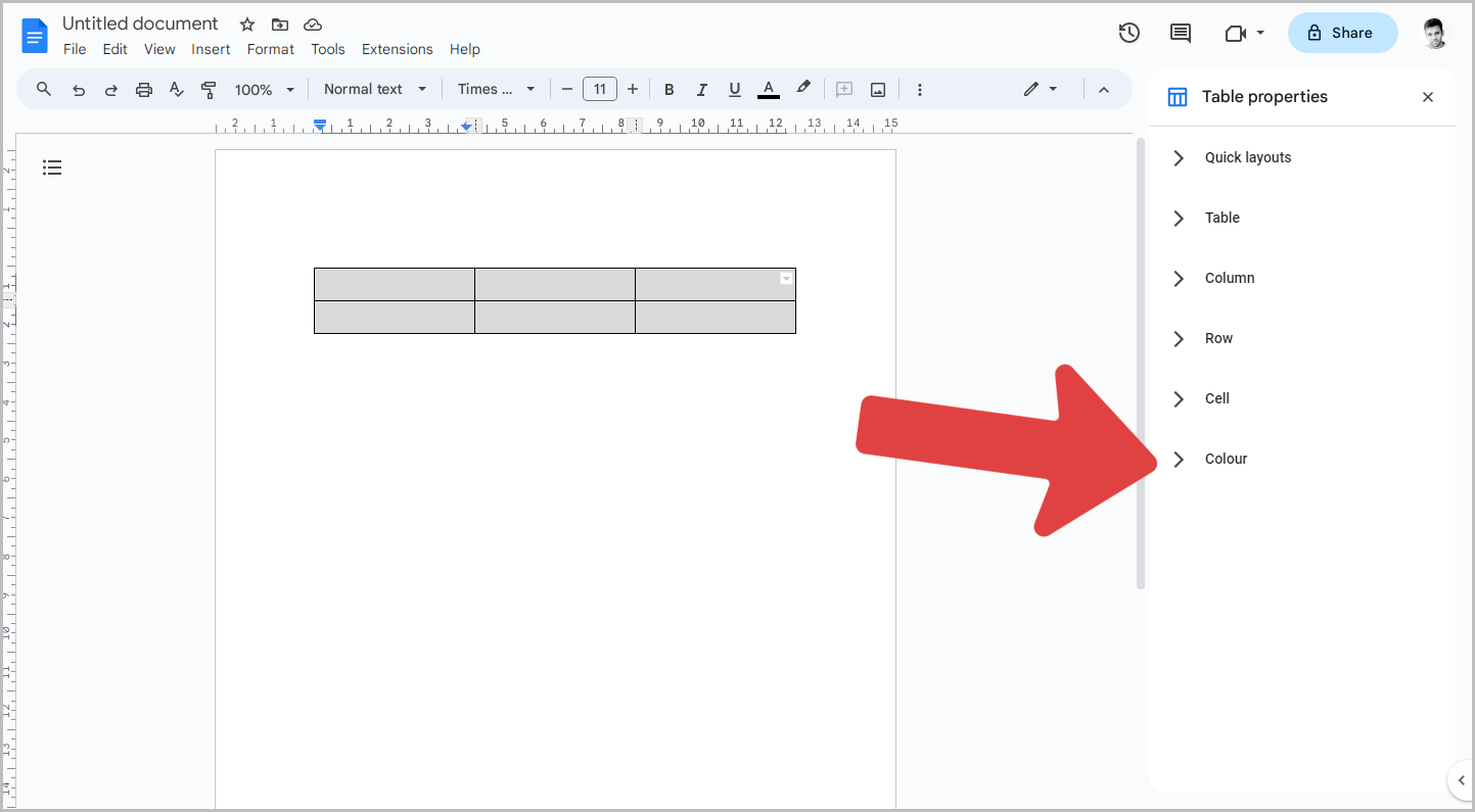 How to Fill a Table with Color in Google Docs