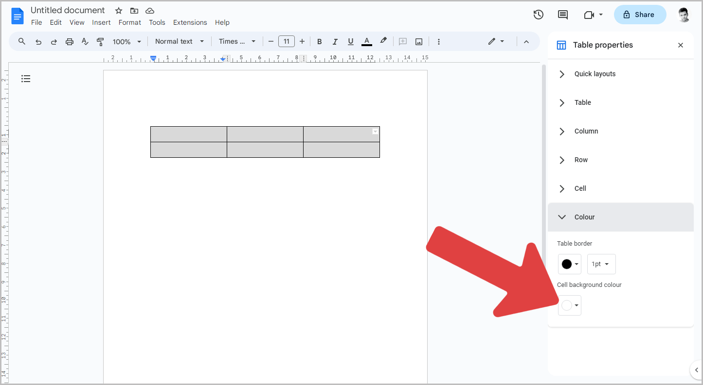 How to Fill a Table with Color in Google Docs